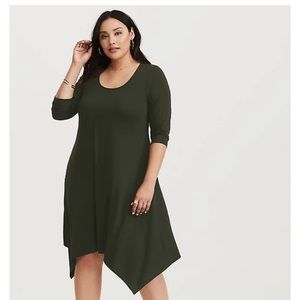 Torrid Midi Jersey Trapeze Dress 2X Women’s Green GUC.